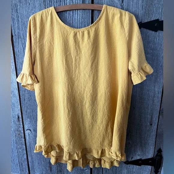 Goldenrod Ruffle Sleeve Women's Top - Picture 1 of 4
